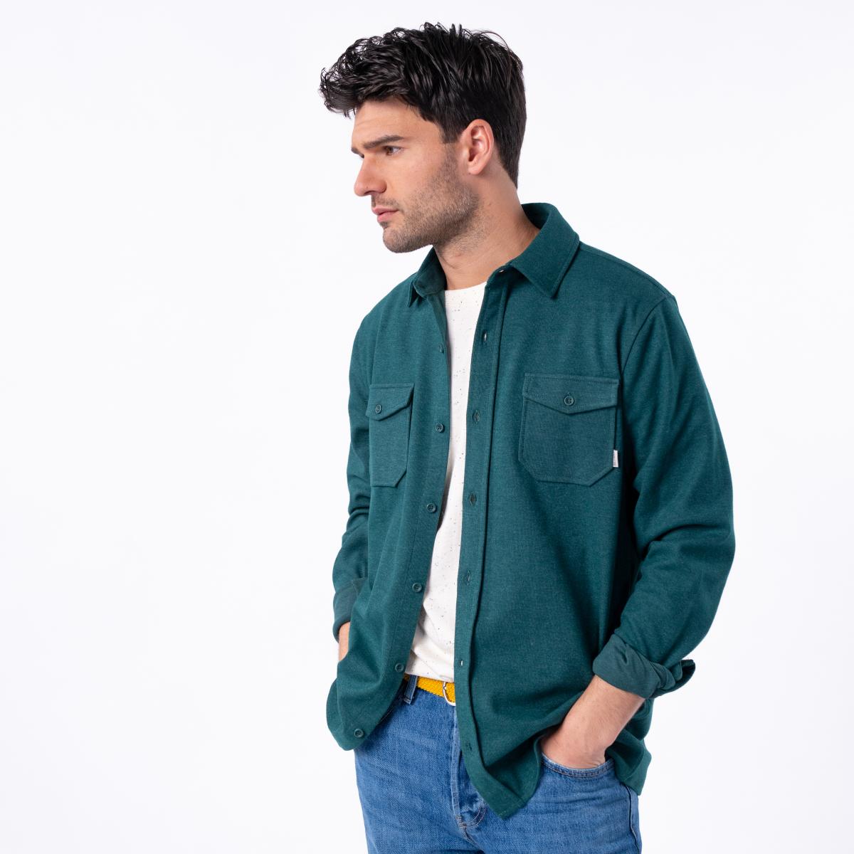 Surchemise en maille infroissable - Vert foncé