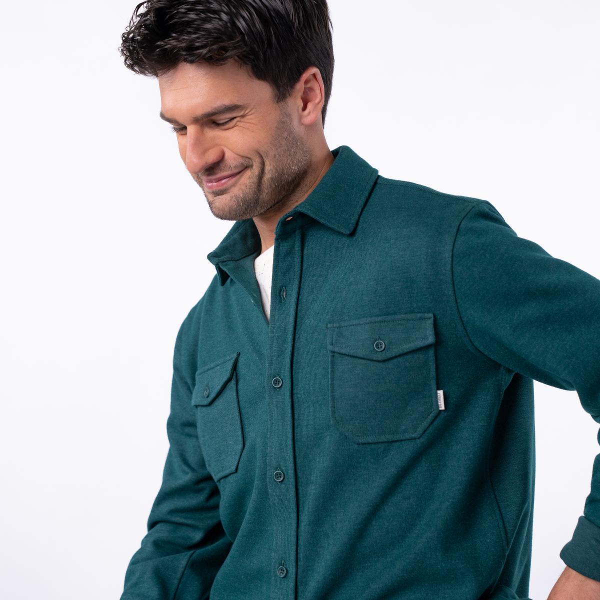 Surchemise en maille infroissable - Vert foncé