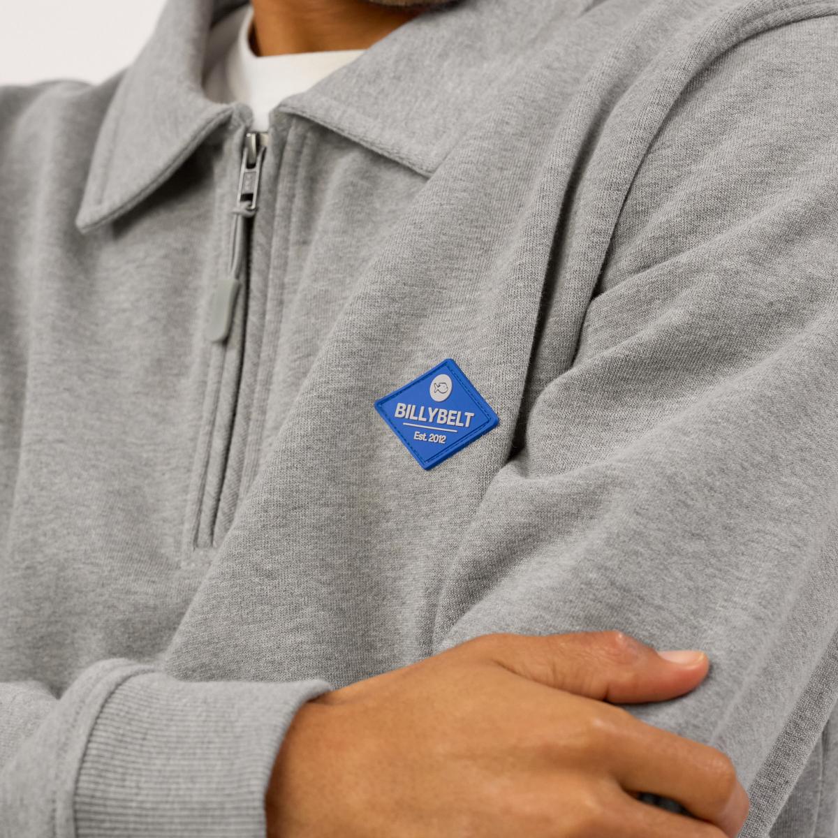 Sweat en coton bio en col zippé - Gris chiné