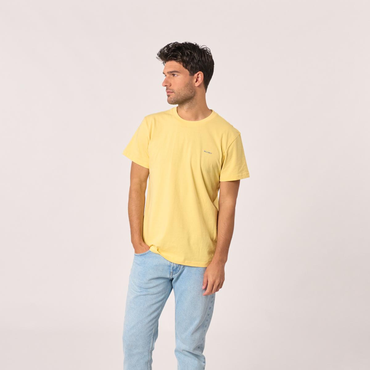 T-shirt en 100% coton bio BILLY - Jaune, imprimé Billy