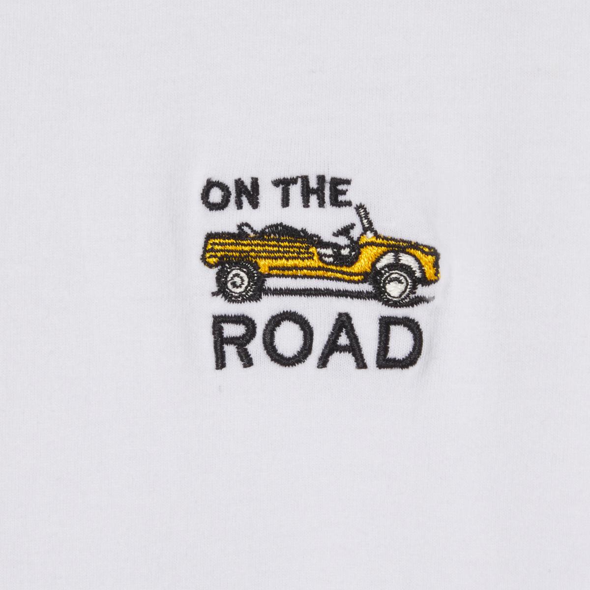 T-shirt en 100% coton bio Roadtrip - Blanc, broderie Mehari