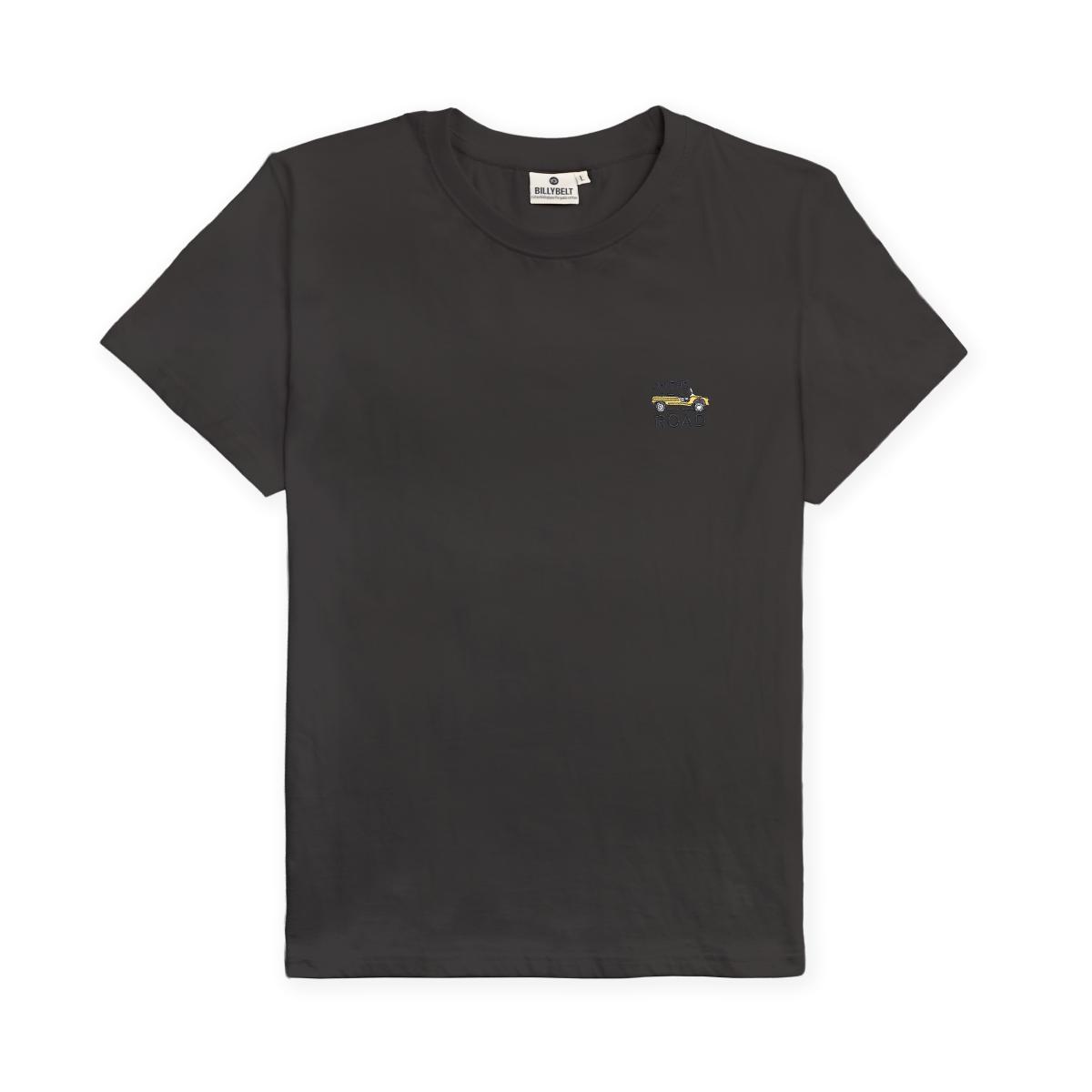 T-shirt en 100% coton bio Roadtrip - Noir, broderie Mehari