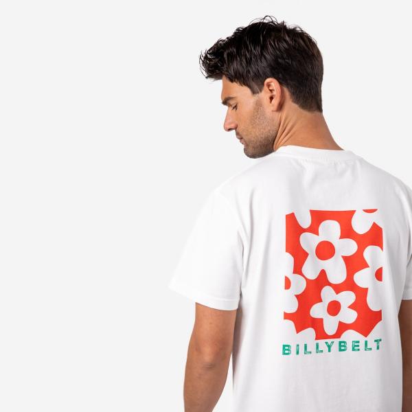 T-shirt en 100% coton bio vintage - Blanc, imprimé fleurs