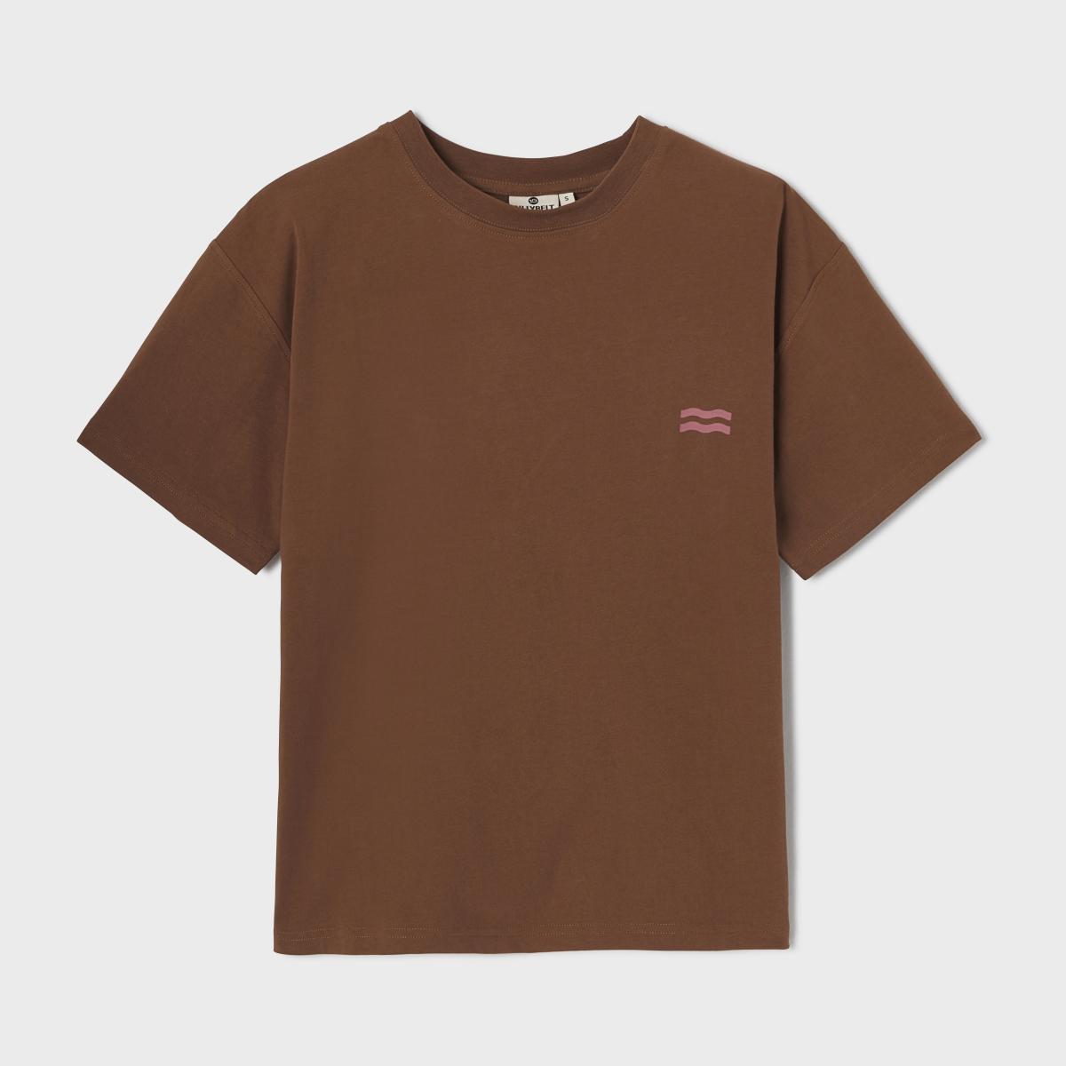 T-shirt femme en 100% coton bio - Marron, imprimé soleil