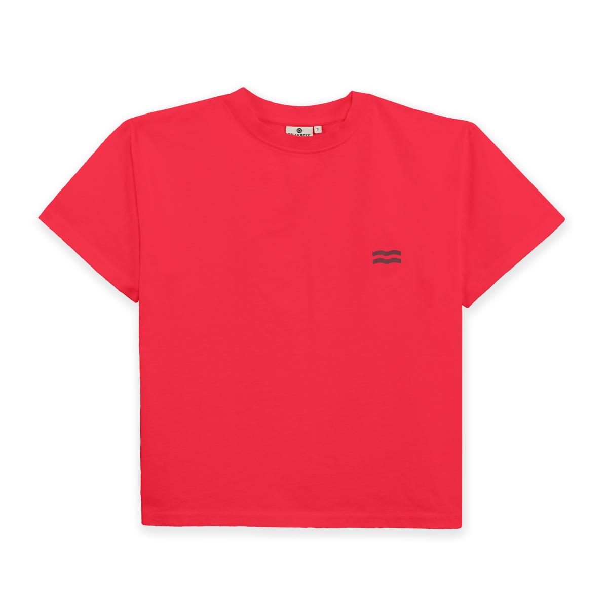 T-shirt femme en 100% coton bio - Rouge, imprimé soleil
