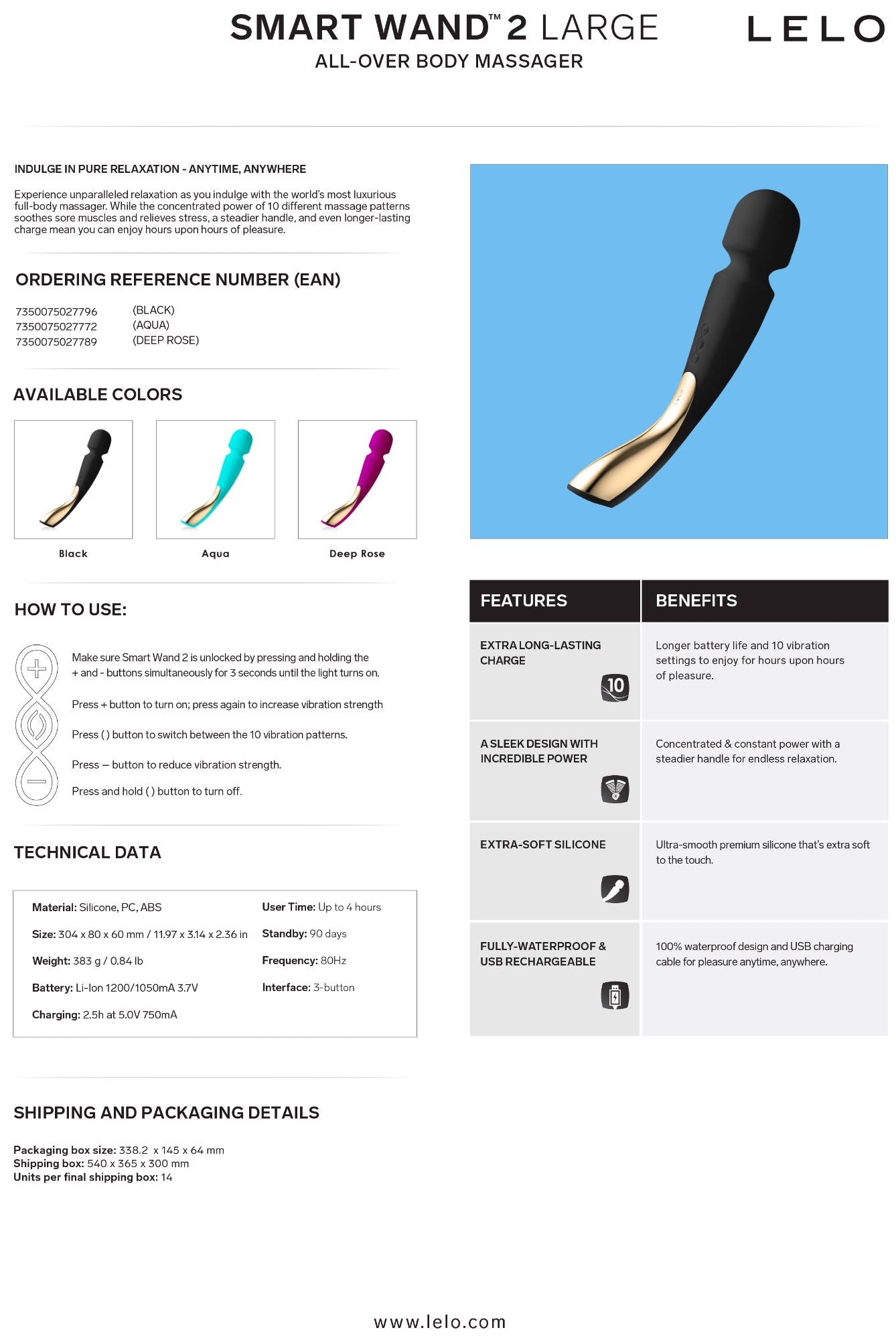 Smart wand 2 Large Deep Rose