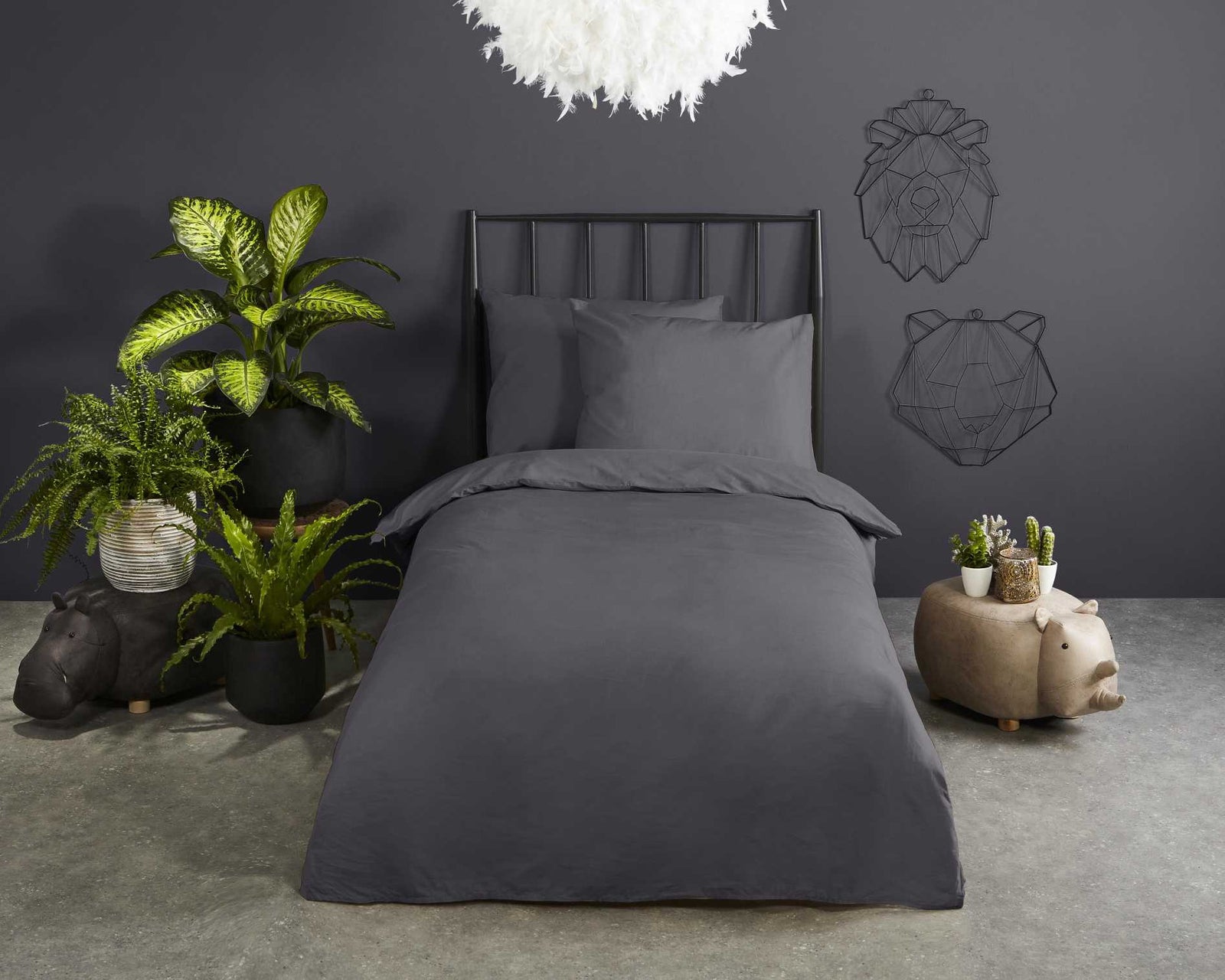 Good Morning - Housse De Couette - Uni - Anthracite