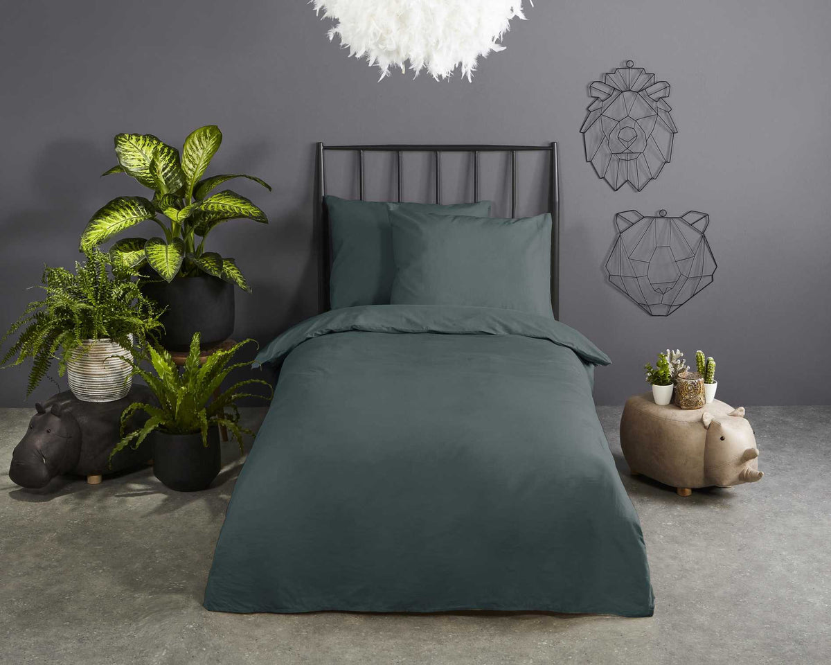 Good Morning - Housse De Couette - Uni - Dark Green
