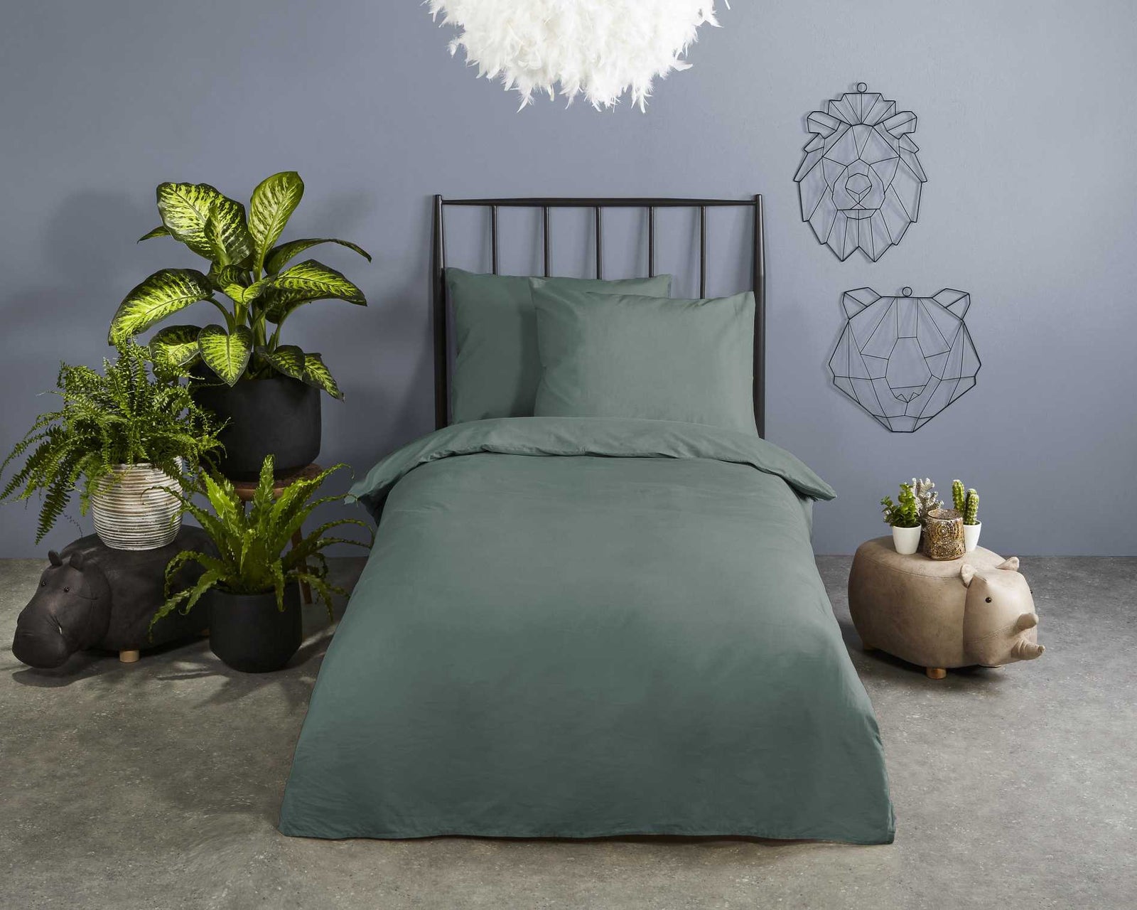 Good Morning - Housse De Couette - Uni - Olive Green
