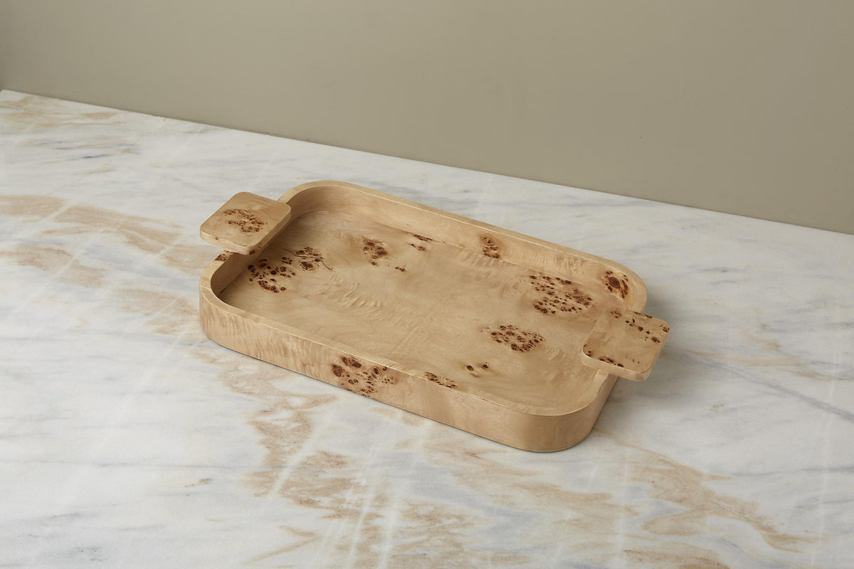 Plateau rectangulaire en loupe de bois Uma