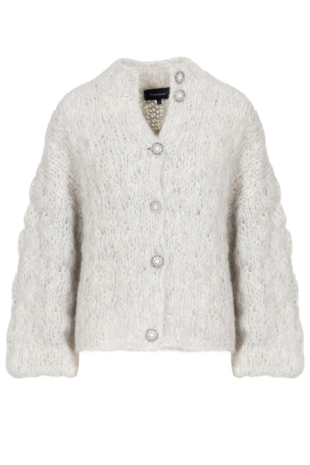 Gilet court gris clair, à manches ballons et boutons