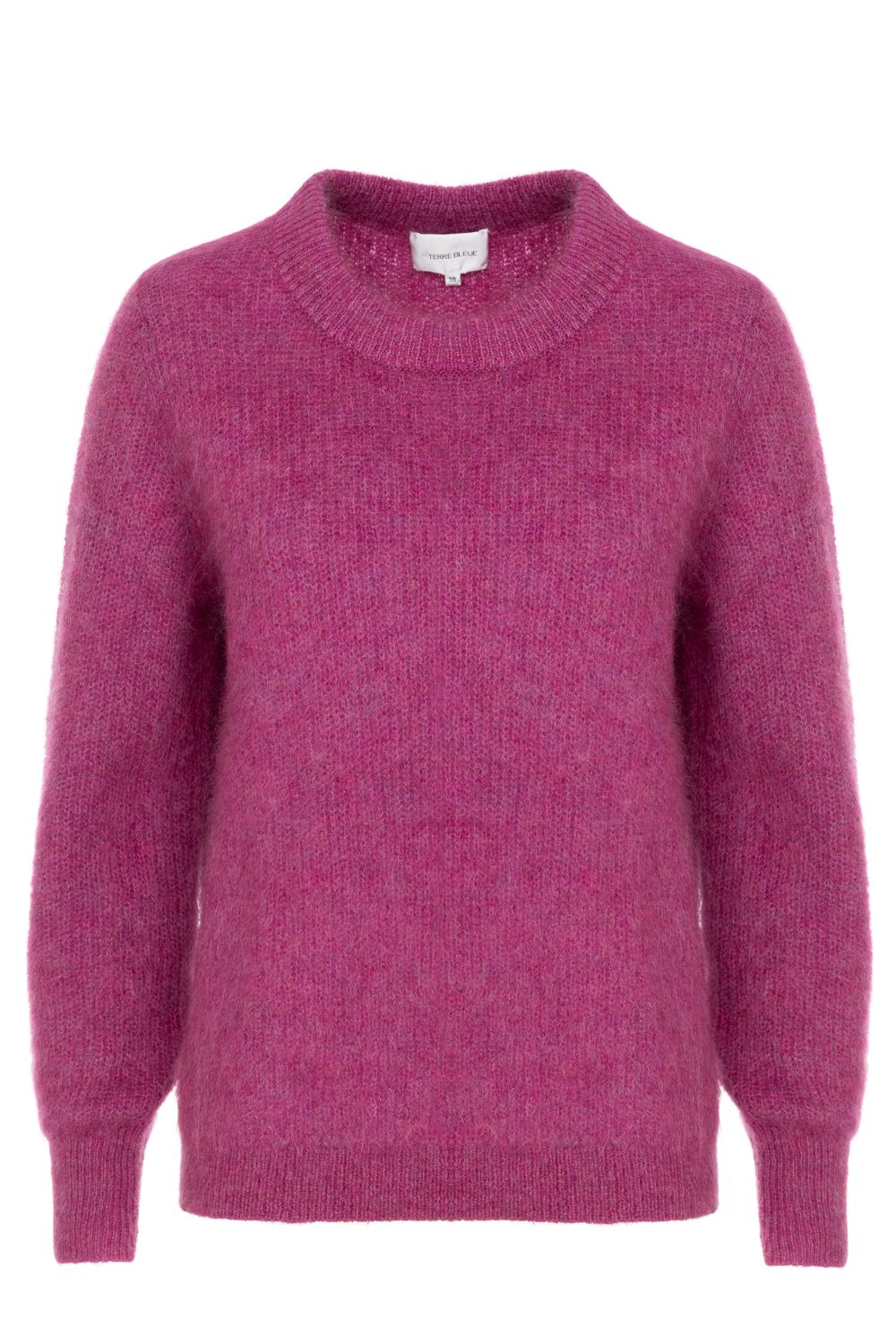 Pull court violet, à col rond, pour femmes