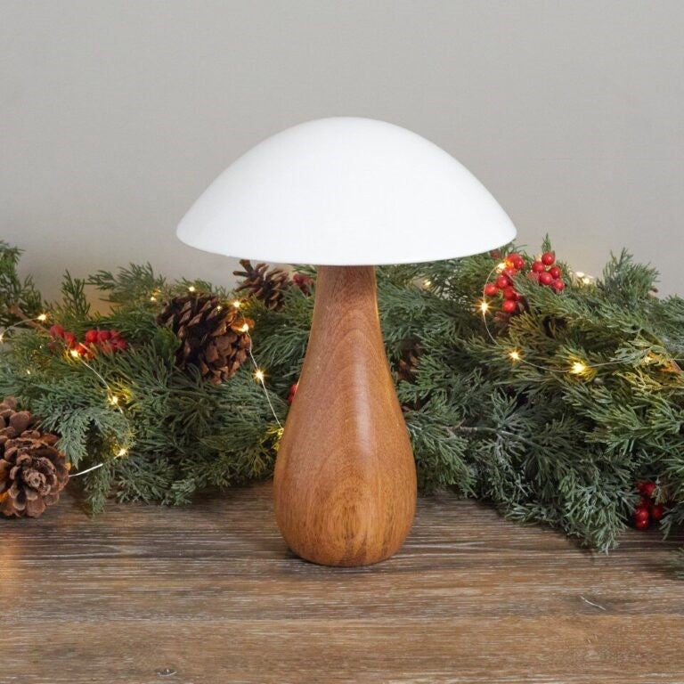 Champignon en bois de manguier et émail, surdimensionné grand