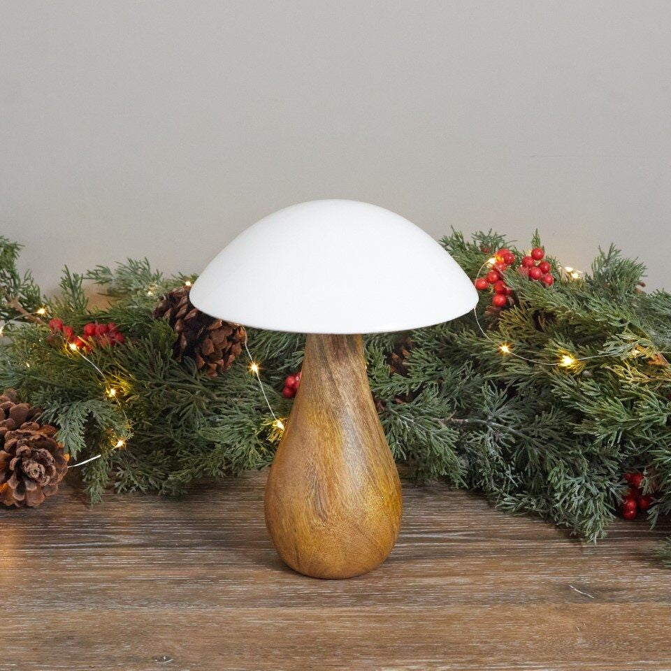 Champignon en bois de manguier et émail, surdimensionné moyen