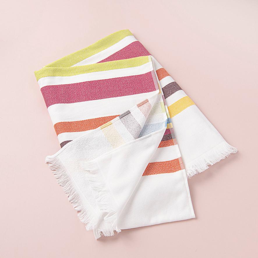 MIa Zia - Linge de Plage Haut de Gamme – Serviette Fouta – Le Thème “Solo” fond Blanc