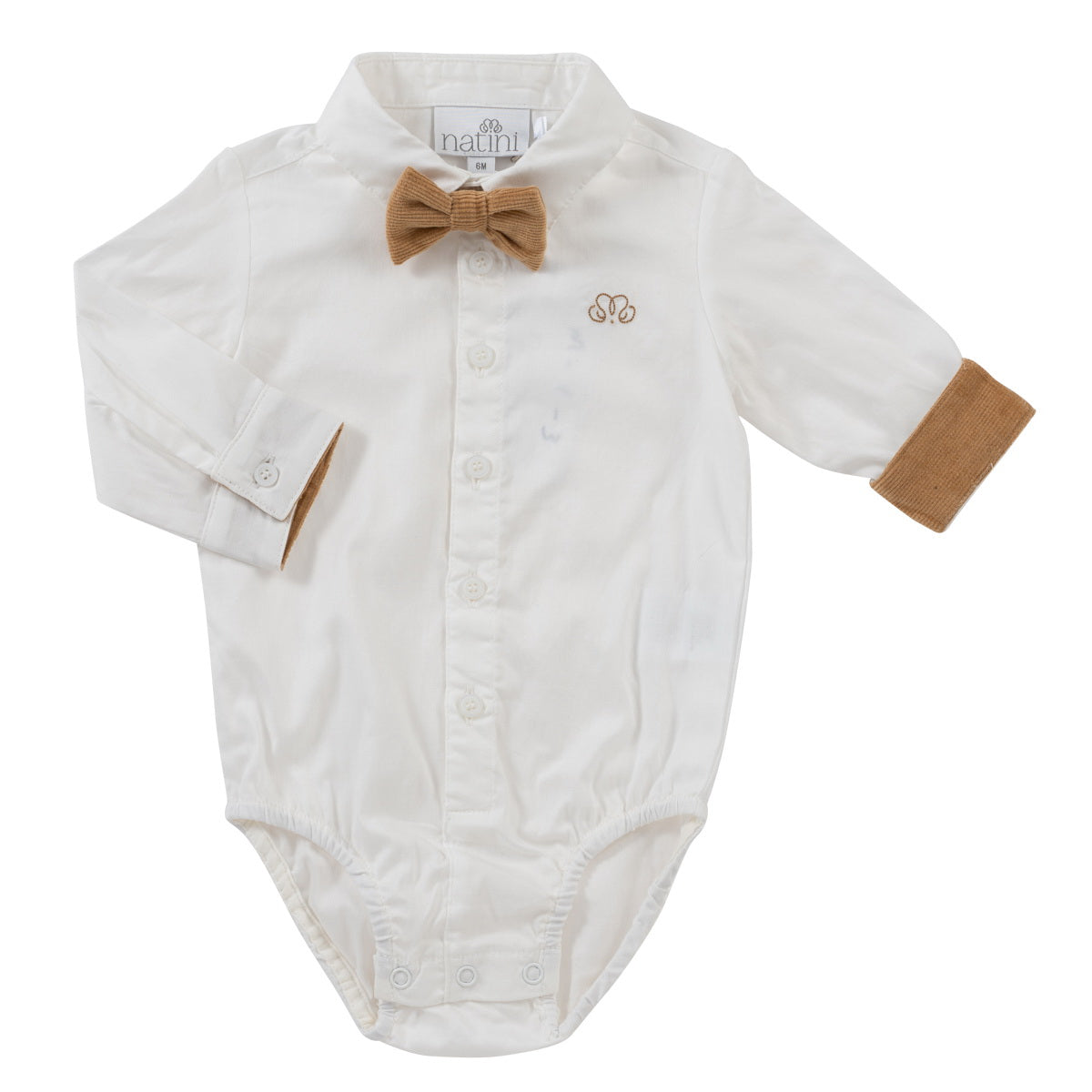 Bodyshirt Pierrot Bow Rib - Blanc Cassé