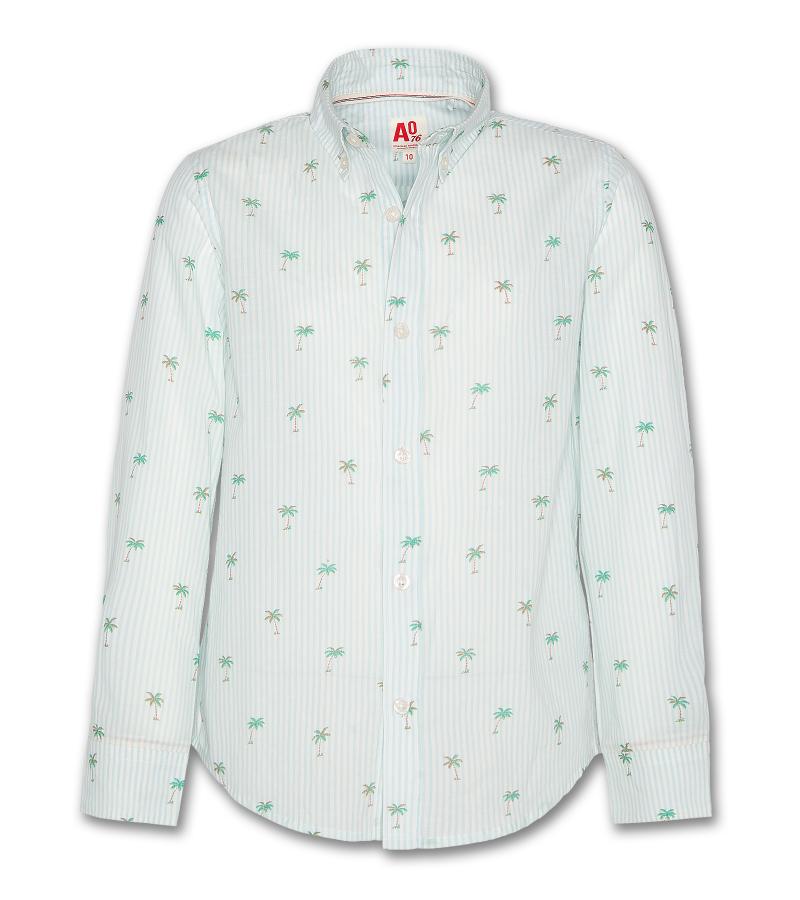 Button Down Shirt Aop Palms - Turqoise - W