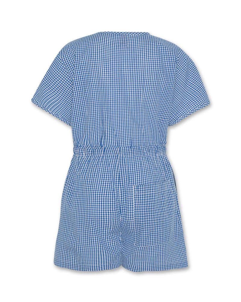 Youri Check Overall Shorts - Bright Blue