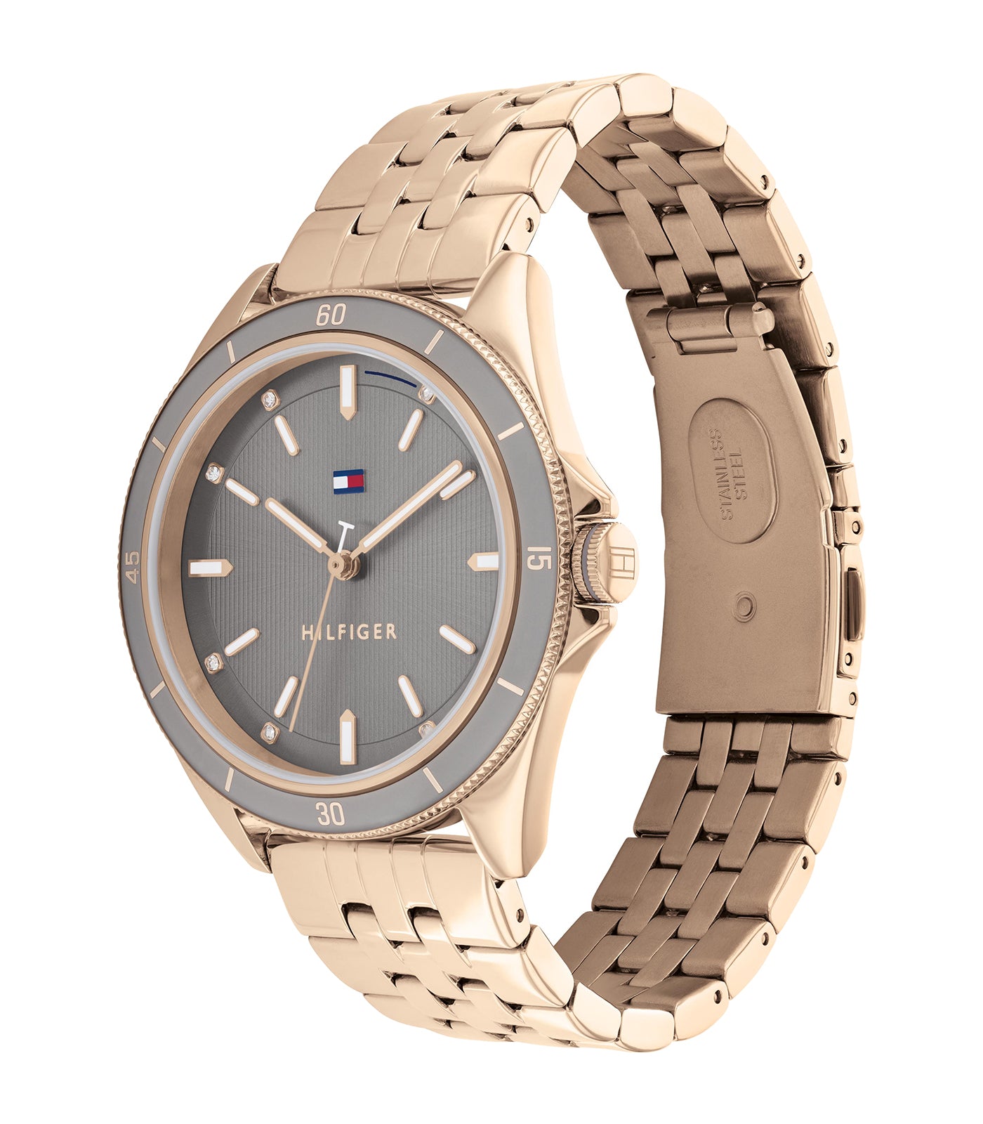 Tommy Hilfiger - Sport - Femme - Bracelet Carnation Gold - Cadran Gris - Boitier Carnation Gold