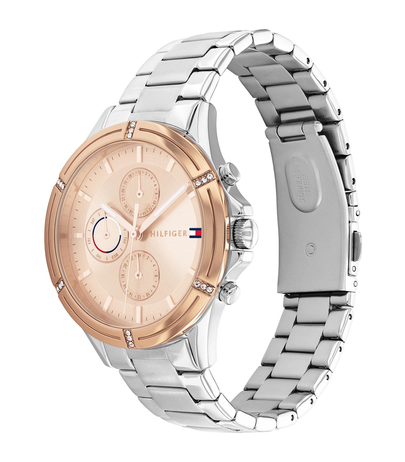 Tommy Hilfiger - Dress - Femme - Bracelet Argenté - Cadran Rose - Boitier Or Rose