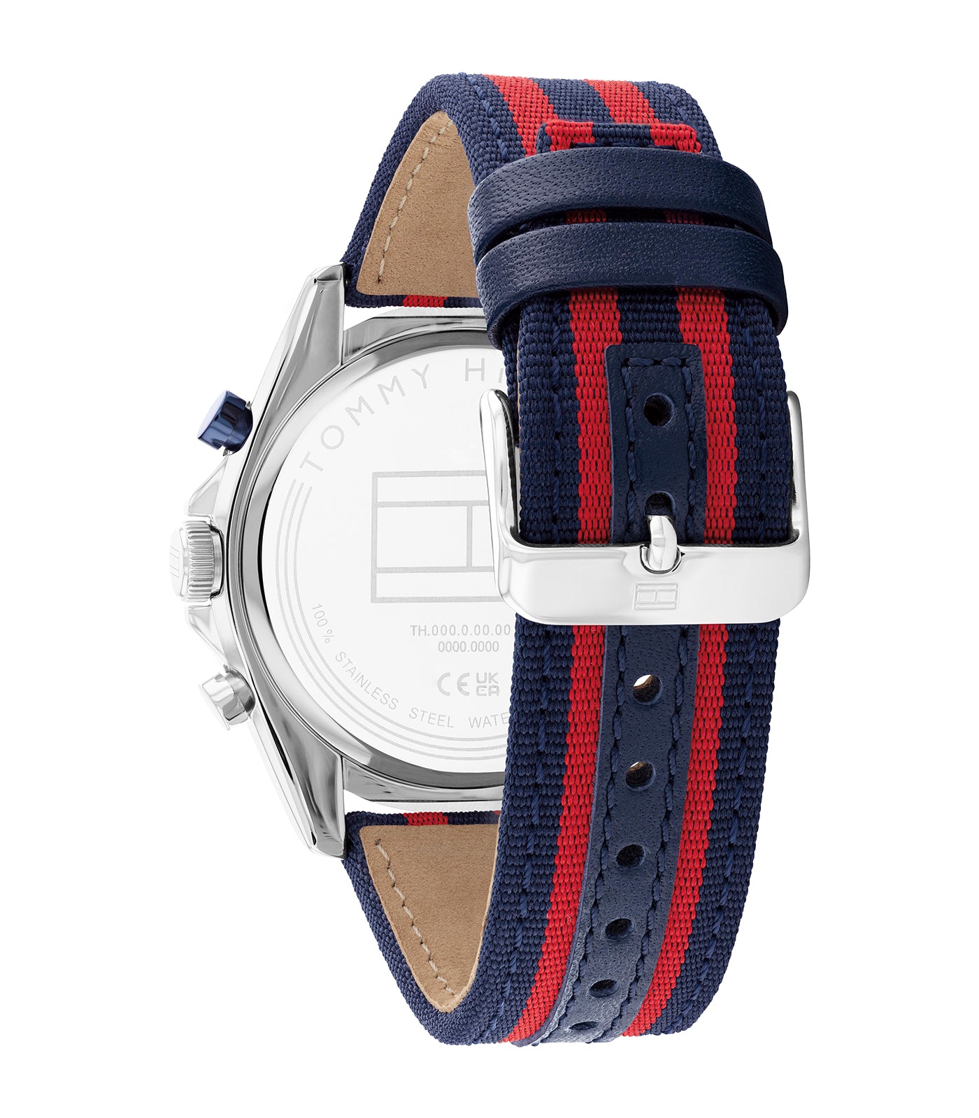 Tommy Hilfiger - Casual - Homme - Bracelet Bleu / Rouge- Cadran Blanc-Boitier Argenté
