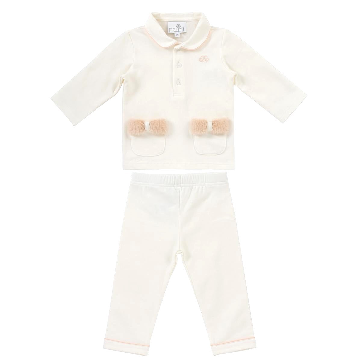 Pyjama 2Pc Bow Fur - Blanc Cassé