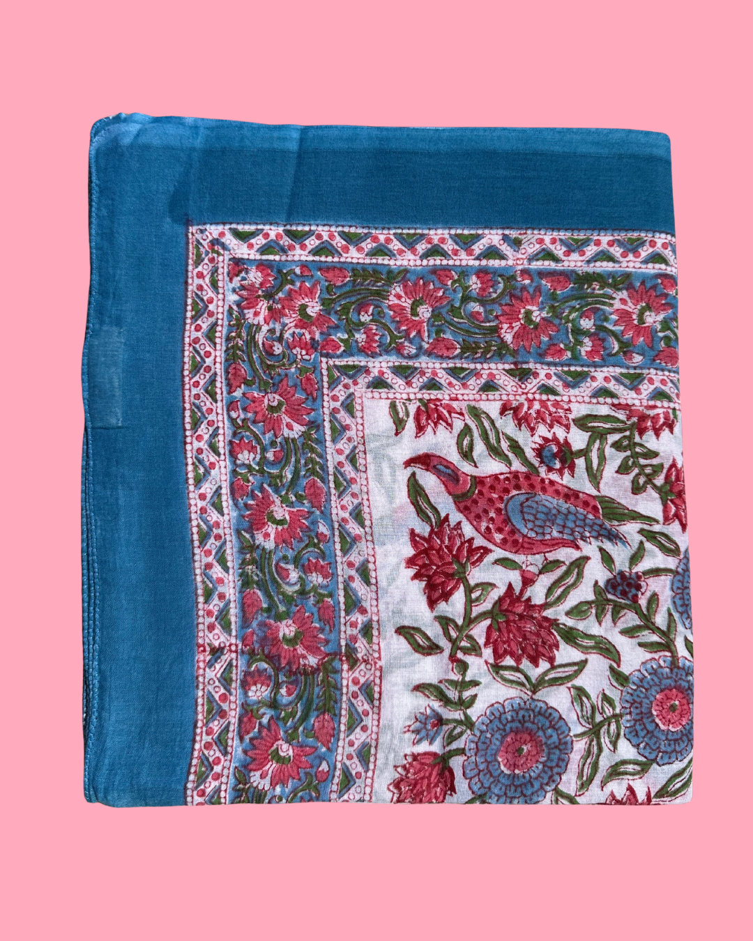 Pareo Pondichery Bleu en voile de coton