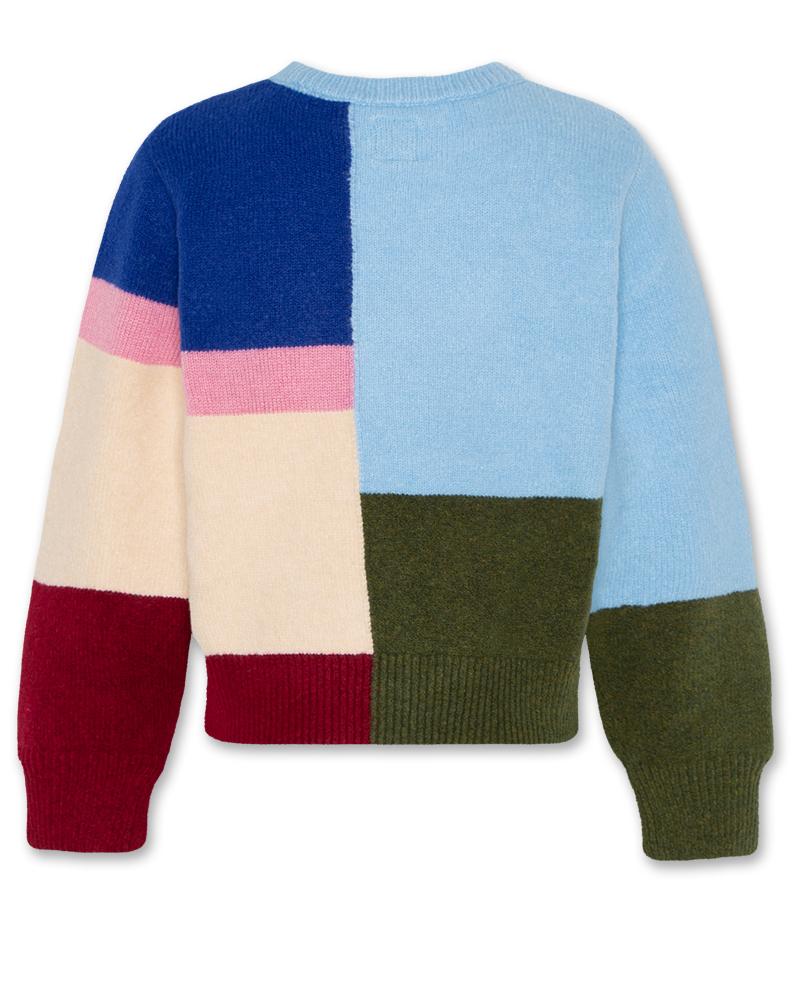 Maria C-Neck Geometric - Mid Blue