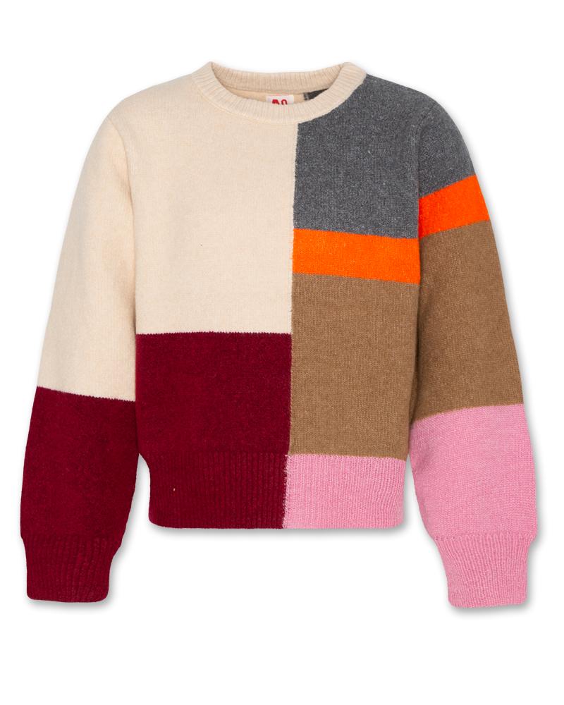 Girls - Knitwear - Maria C-Neck Geometric  - Natural - W