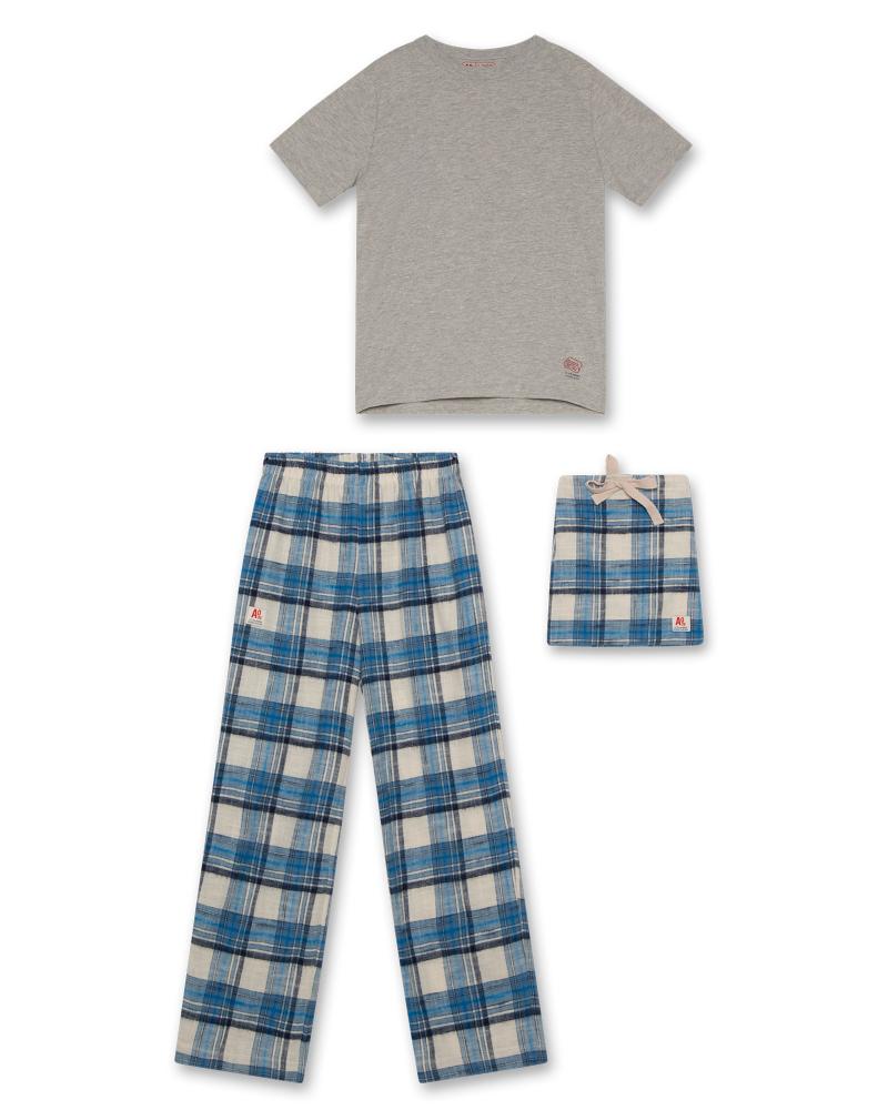 Le Pajamas Pants + T-Shirt - Blue Mina Check