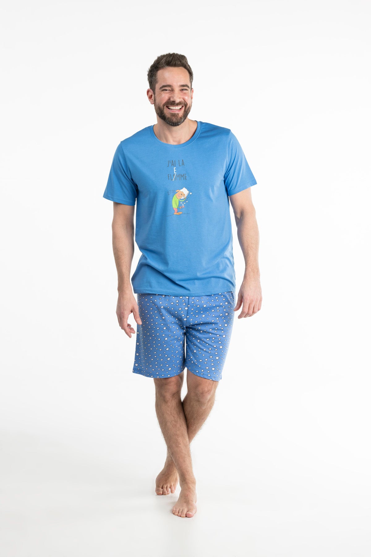 Short Pyjama - Homme - Bleu Moyen