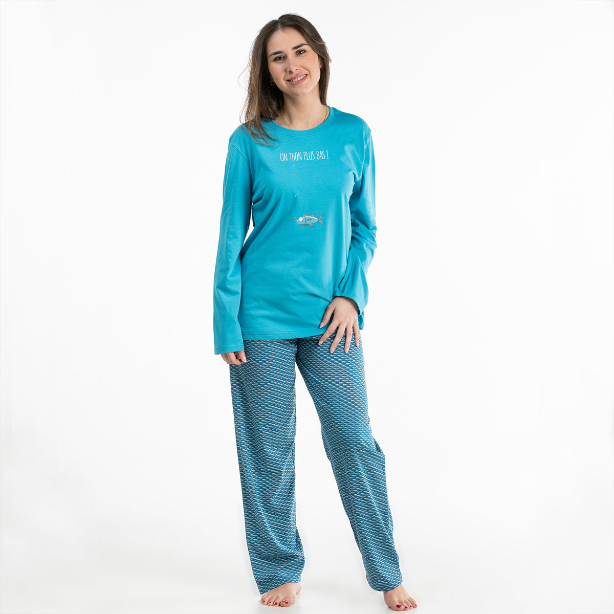 Pyjama long - Femme - Bleu Horizon