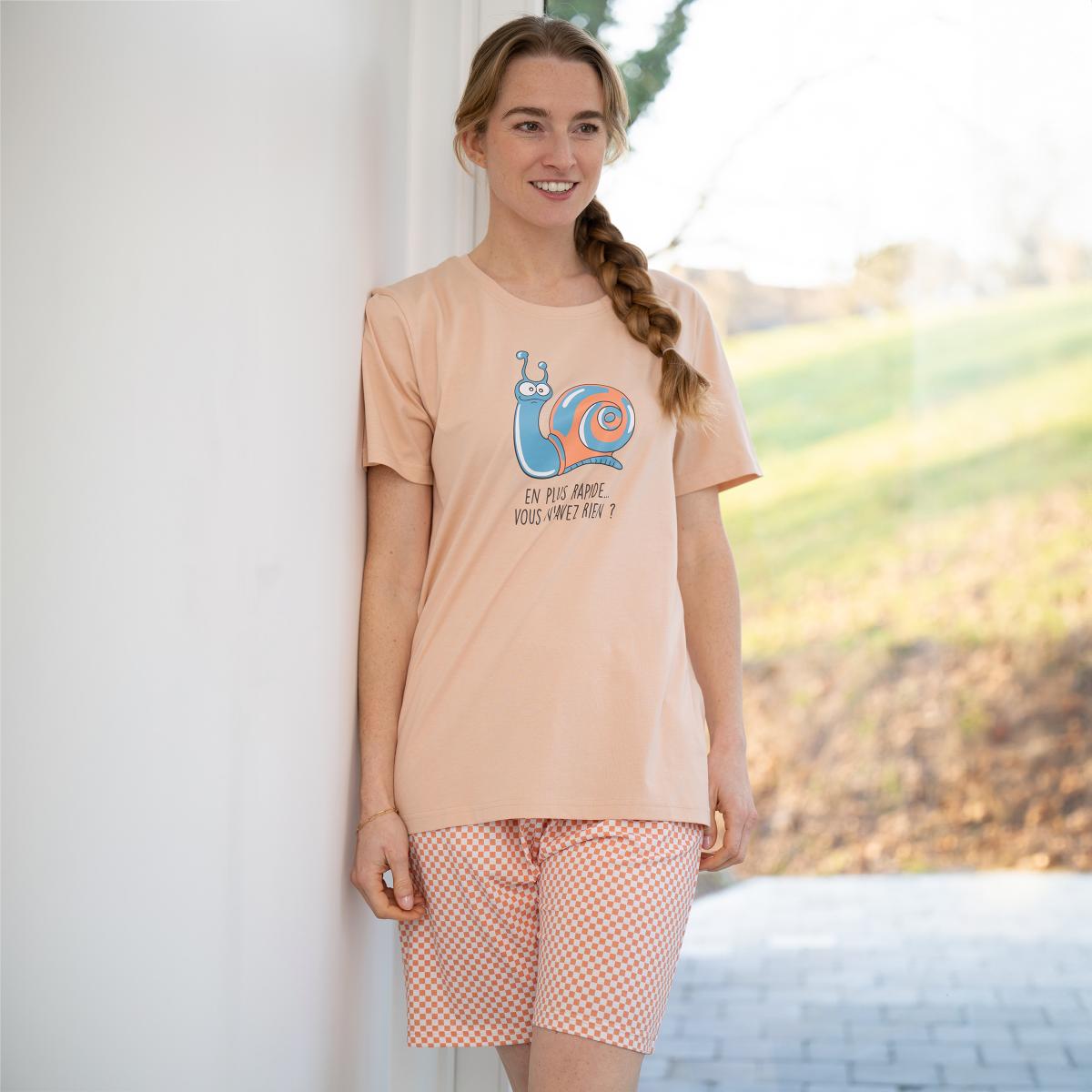 Short de pyjama - Femme - Pêche