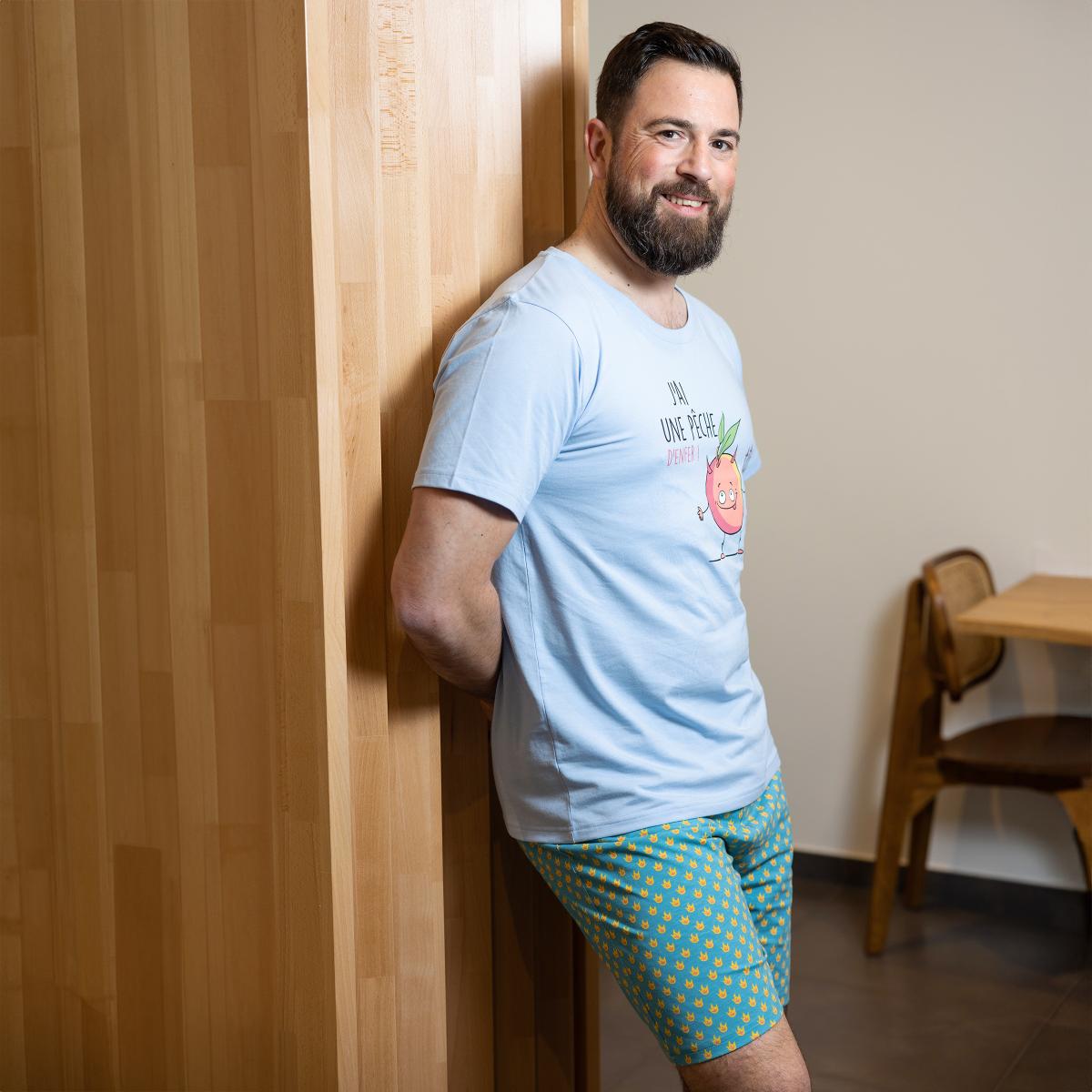 Short de pyjama - Homme - Bleu Clair