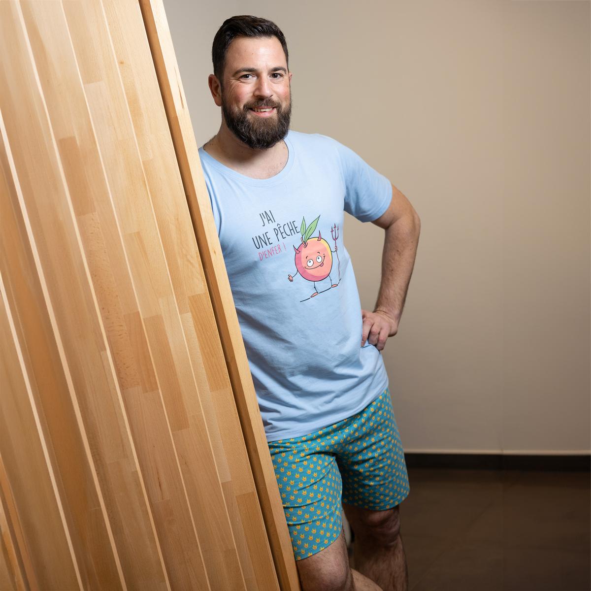 Short de pyjama - Homme - Bleu Clair