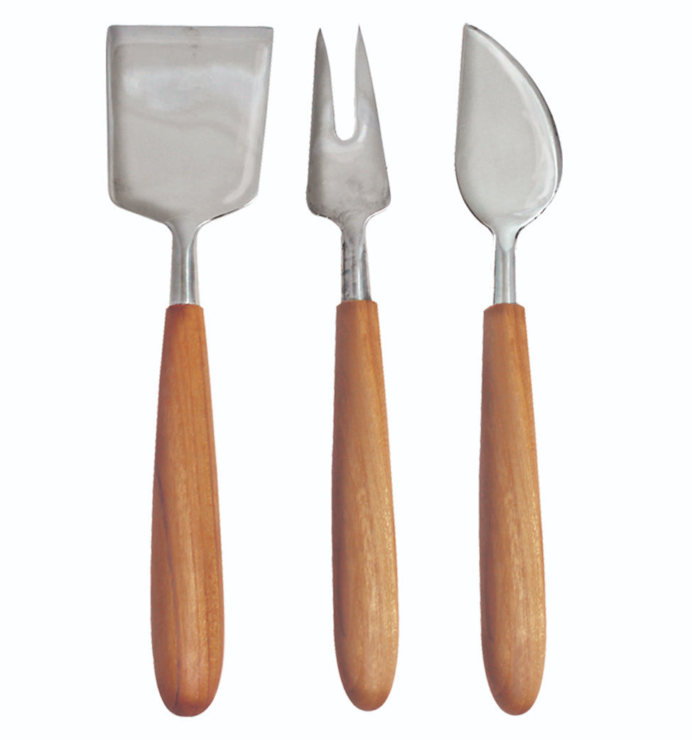 Teak &amp; Stainless Cheese Set