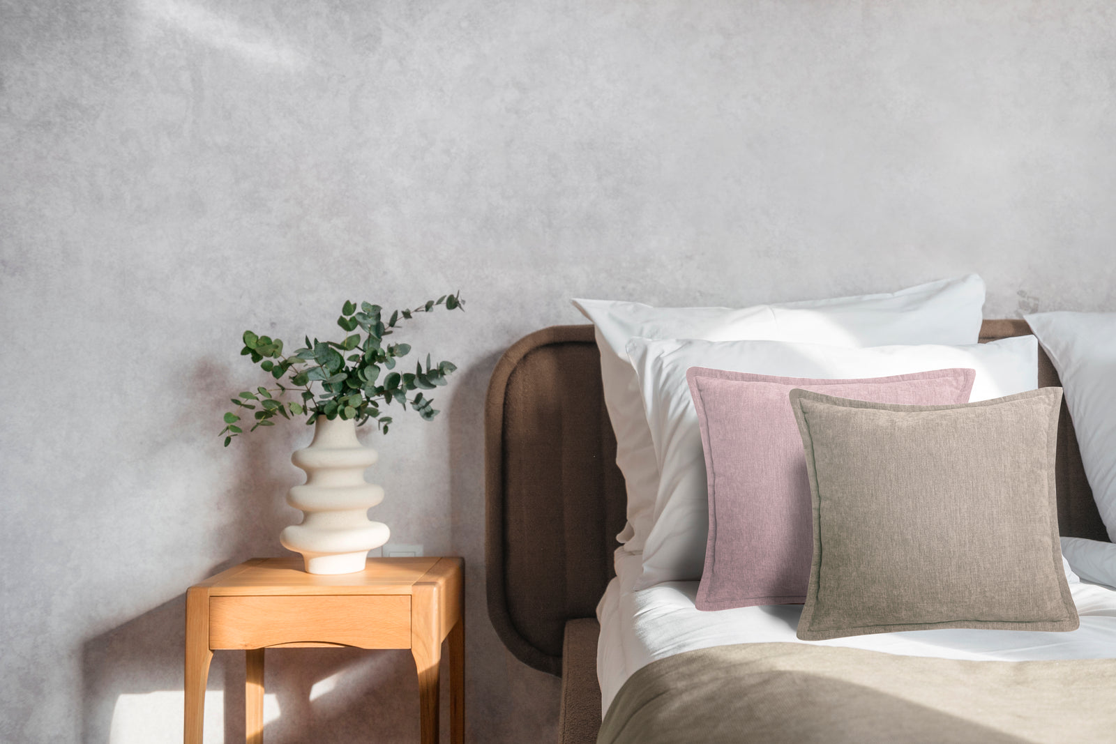 Heckettlane - Coussin Décoratif - Velours Vieux - Taupe