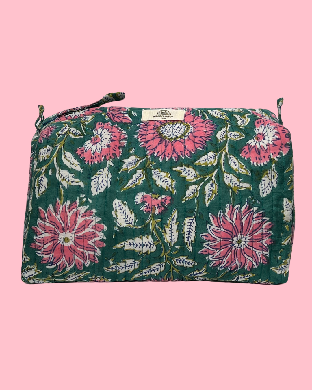 Pouch Delhi L Vert en voile de coton