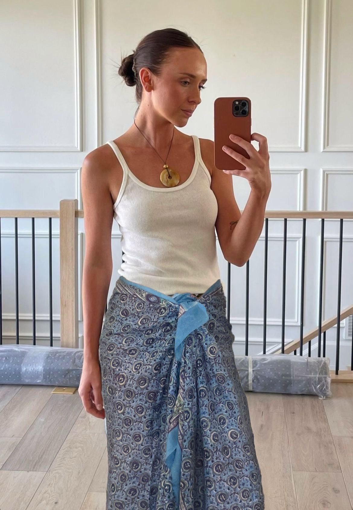 Pareo Pondichery Bleu en voile de coton