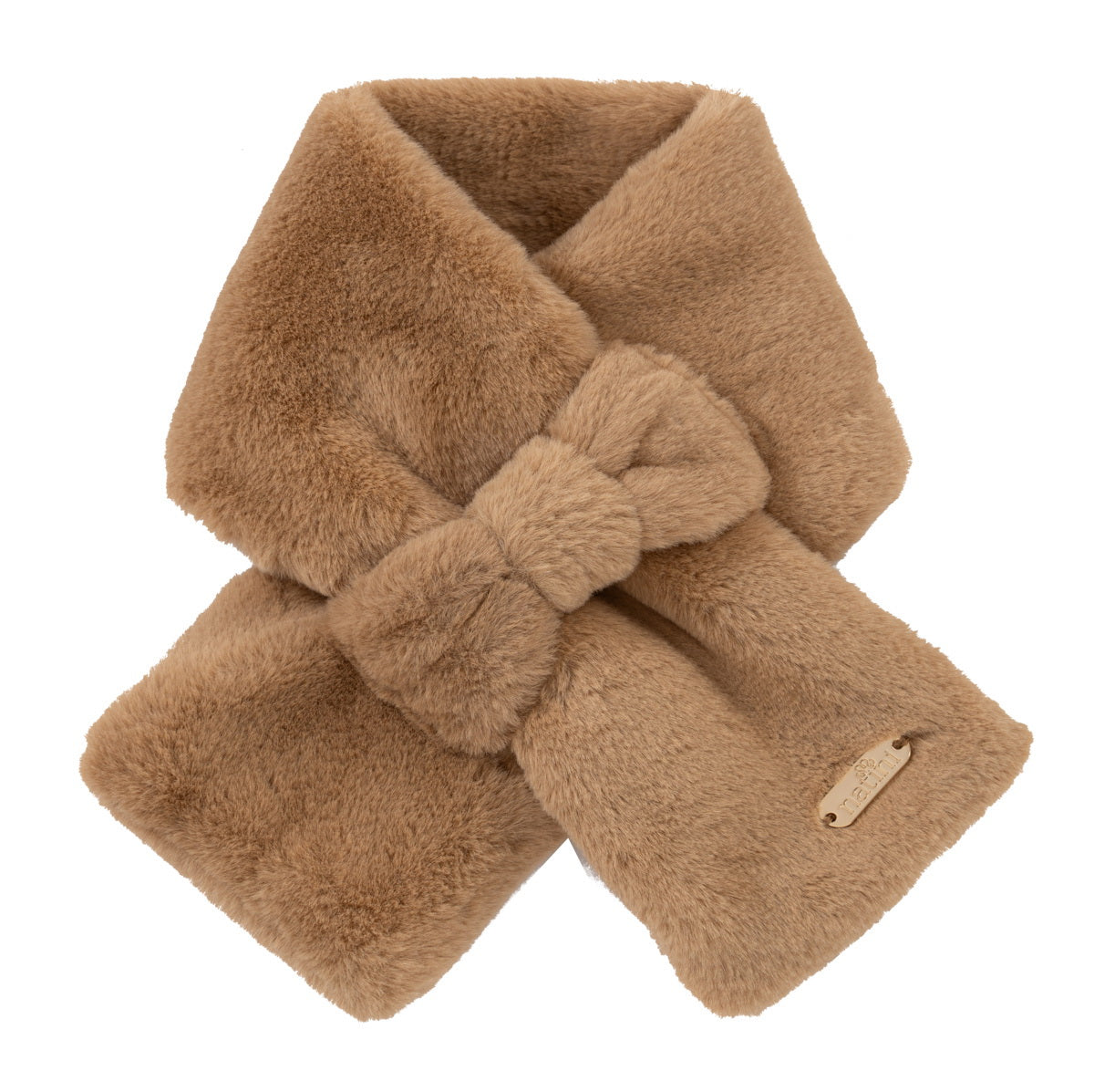 Scarf Fur Bow - Beige