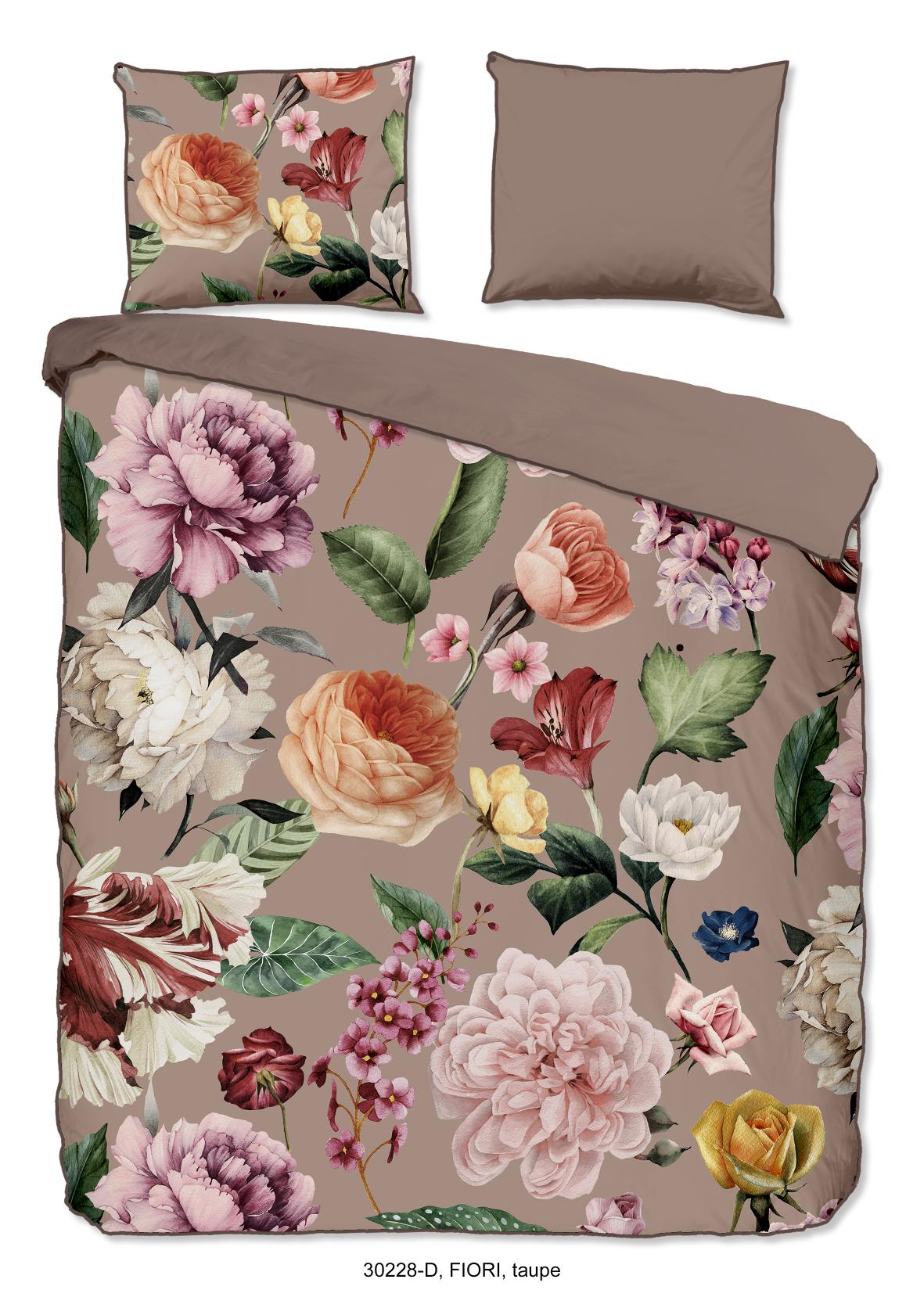 Descanso - Housse De Couette - Fiori - Taupe
