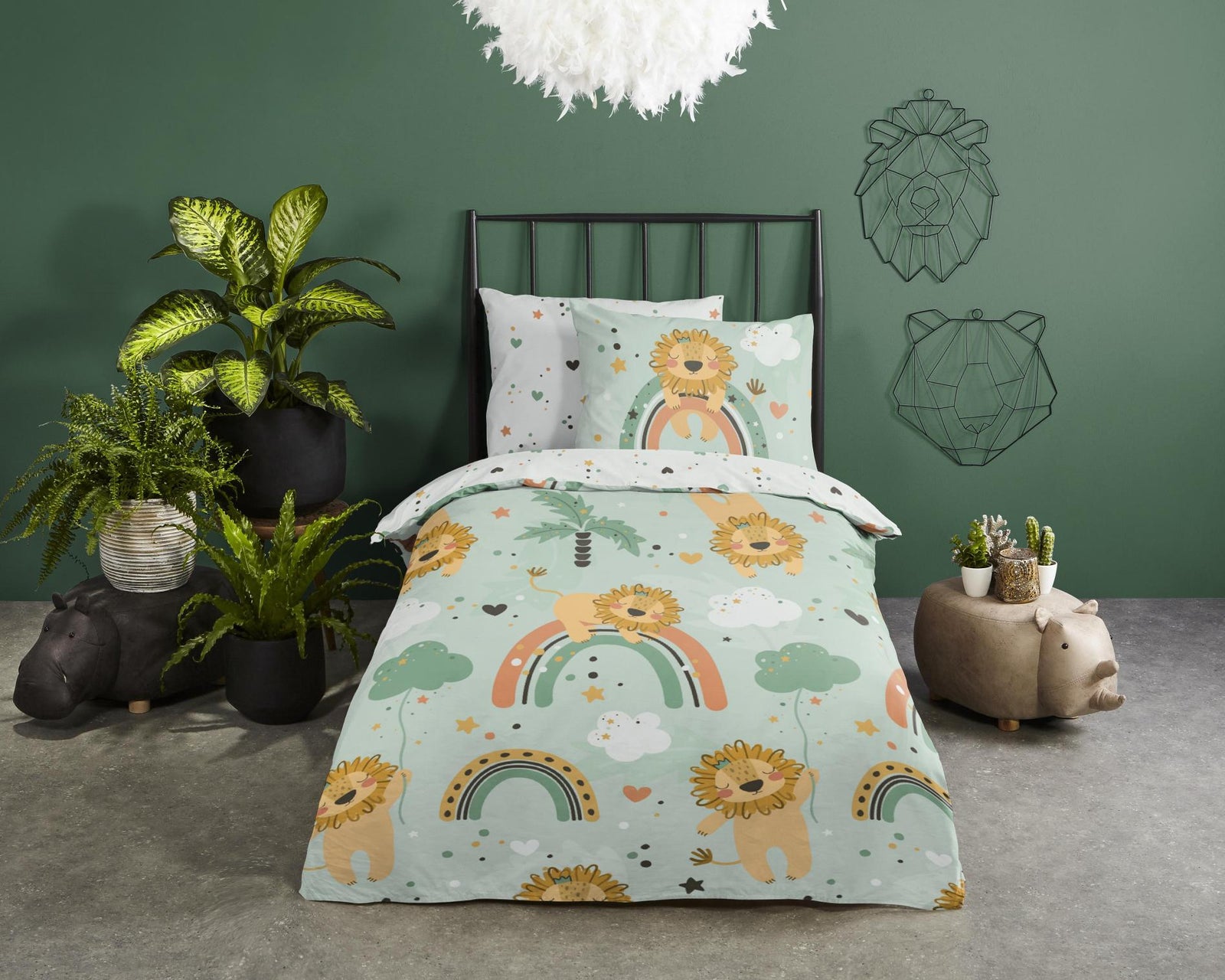 Good Morning - Housse De Couette - Lions - Green