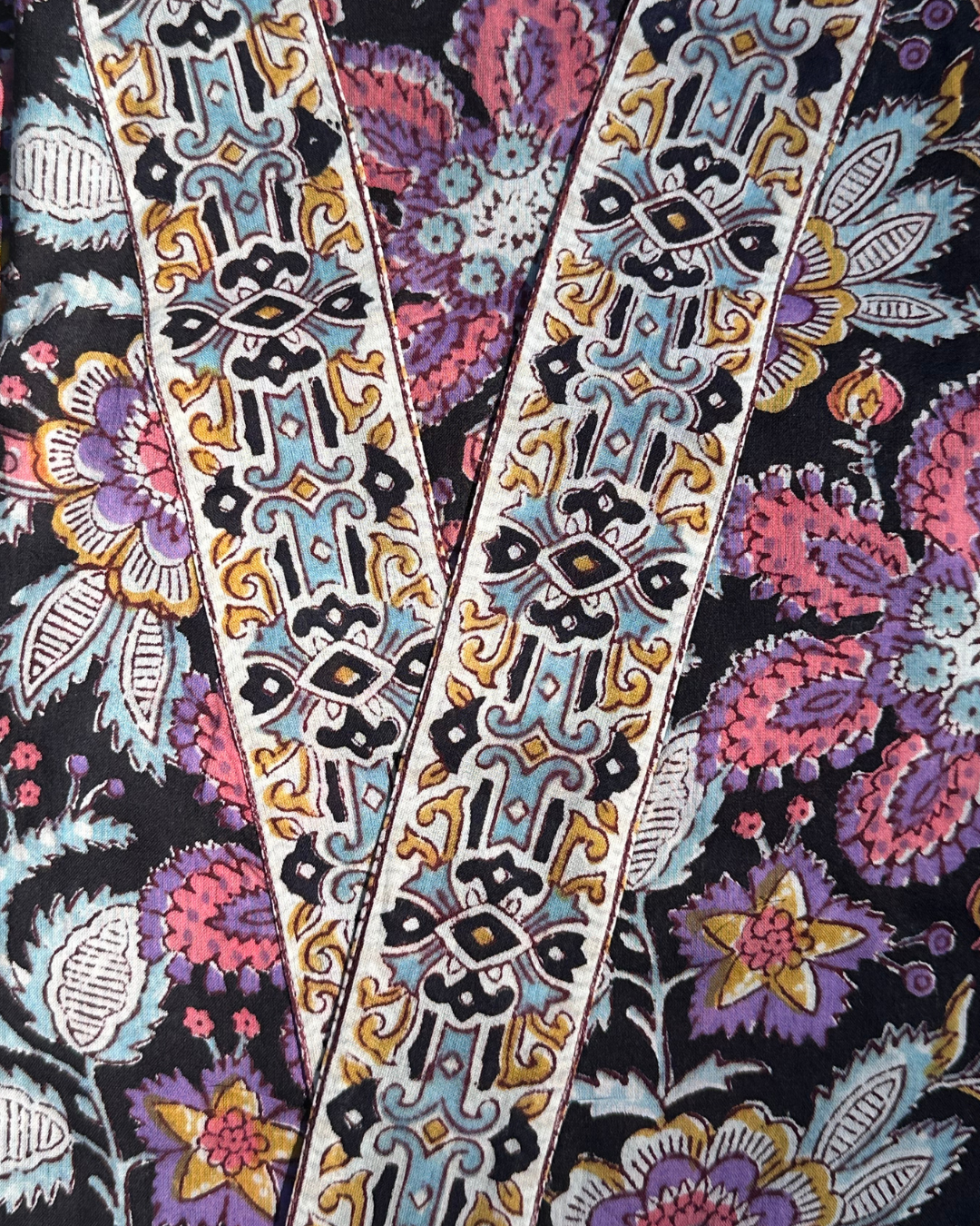 Kimono Madras Noir en voile de coton