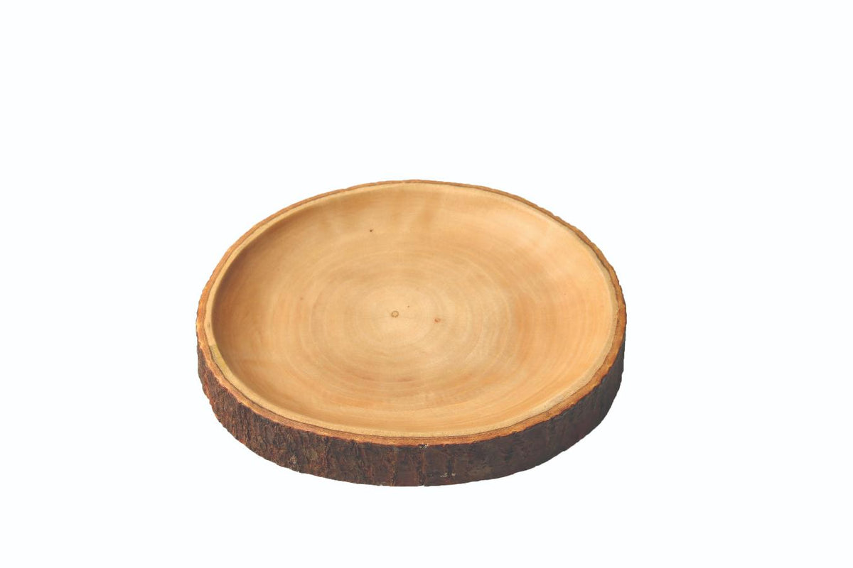 Mango Wood Plate With Bark, Large
