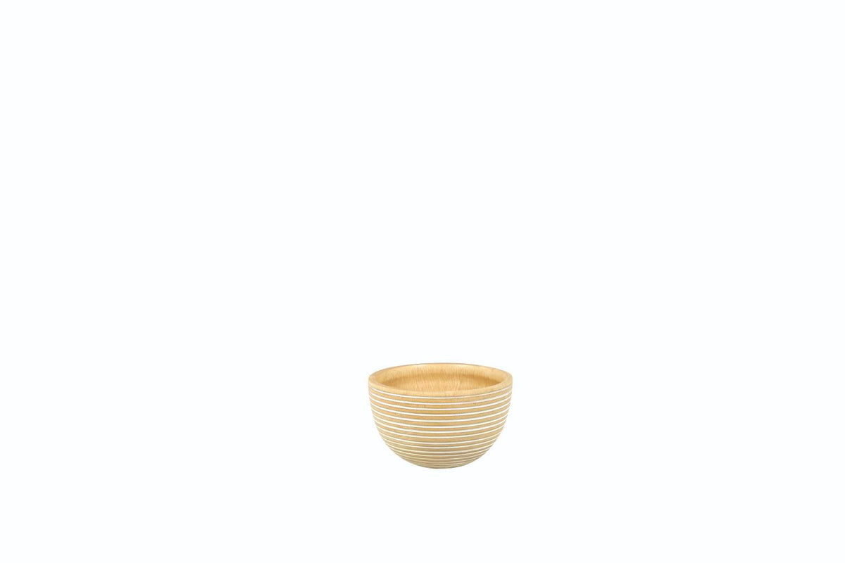 White Striped Kiln Mango Wood Bowl Small - SET OF 8 PCS