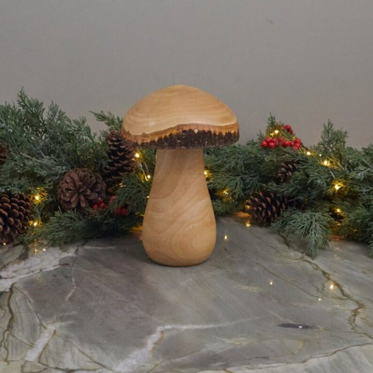 Champignon en bois de manguier Kiln, grand