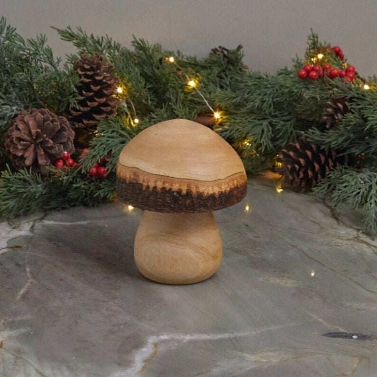 Champignon en bois de manguier Kiln, petit