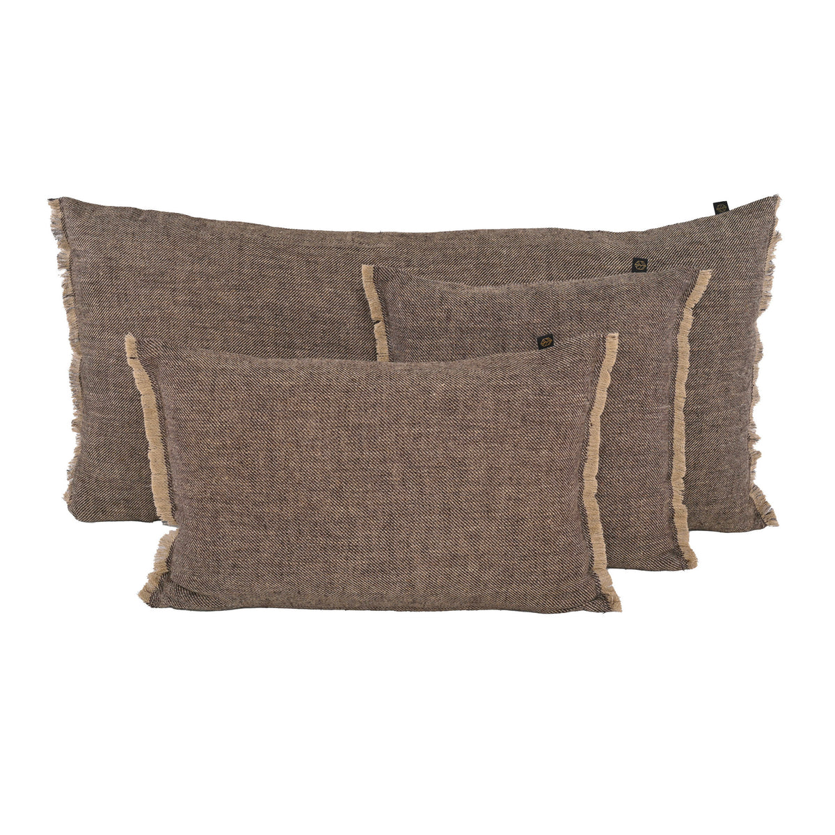 Housse De Coussin - Cuba En Lin Chiné - Charbon