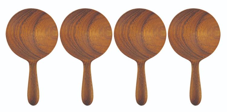 Teak Round Spoons, Small, Set of 4