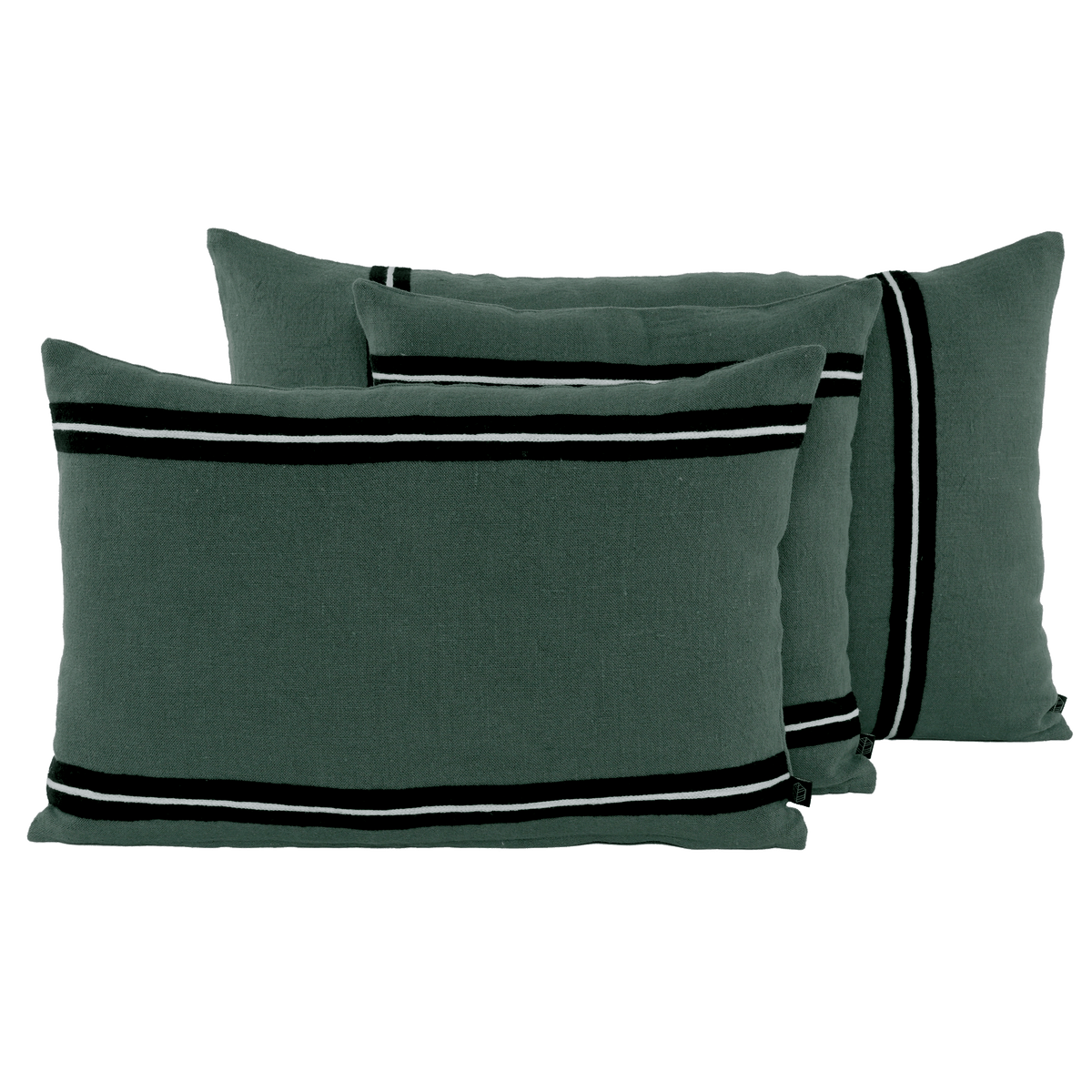 Housse De Coussin - Skagen En Lin Lavé Et Rayure Noire - Pigeon